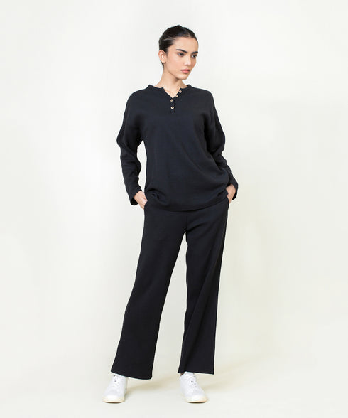 Women's Waffle Knit Henley Set